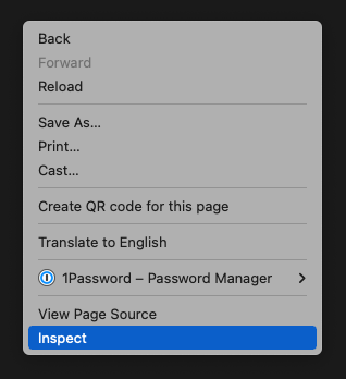 Right-click on webpage to inspect its code.