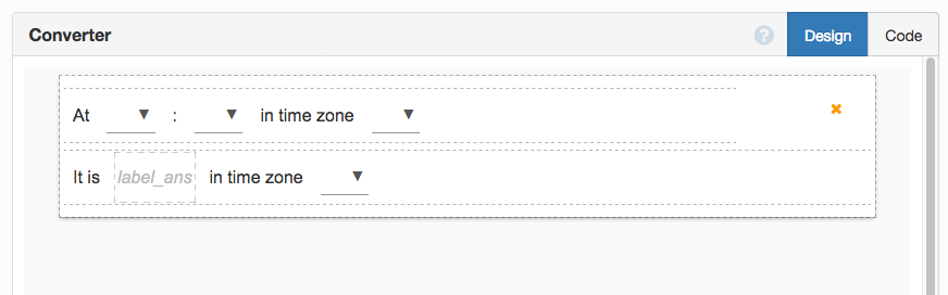 The Anvil visual Form designer showing a single time zone converter being assembled