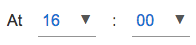 Dropdown menus for selecting a time by hours and mintues