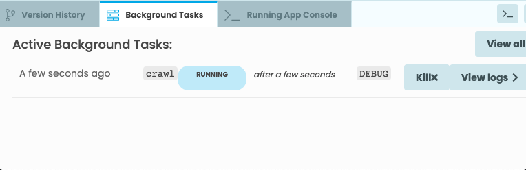 Background Tasks in the Bottom Panel