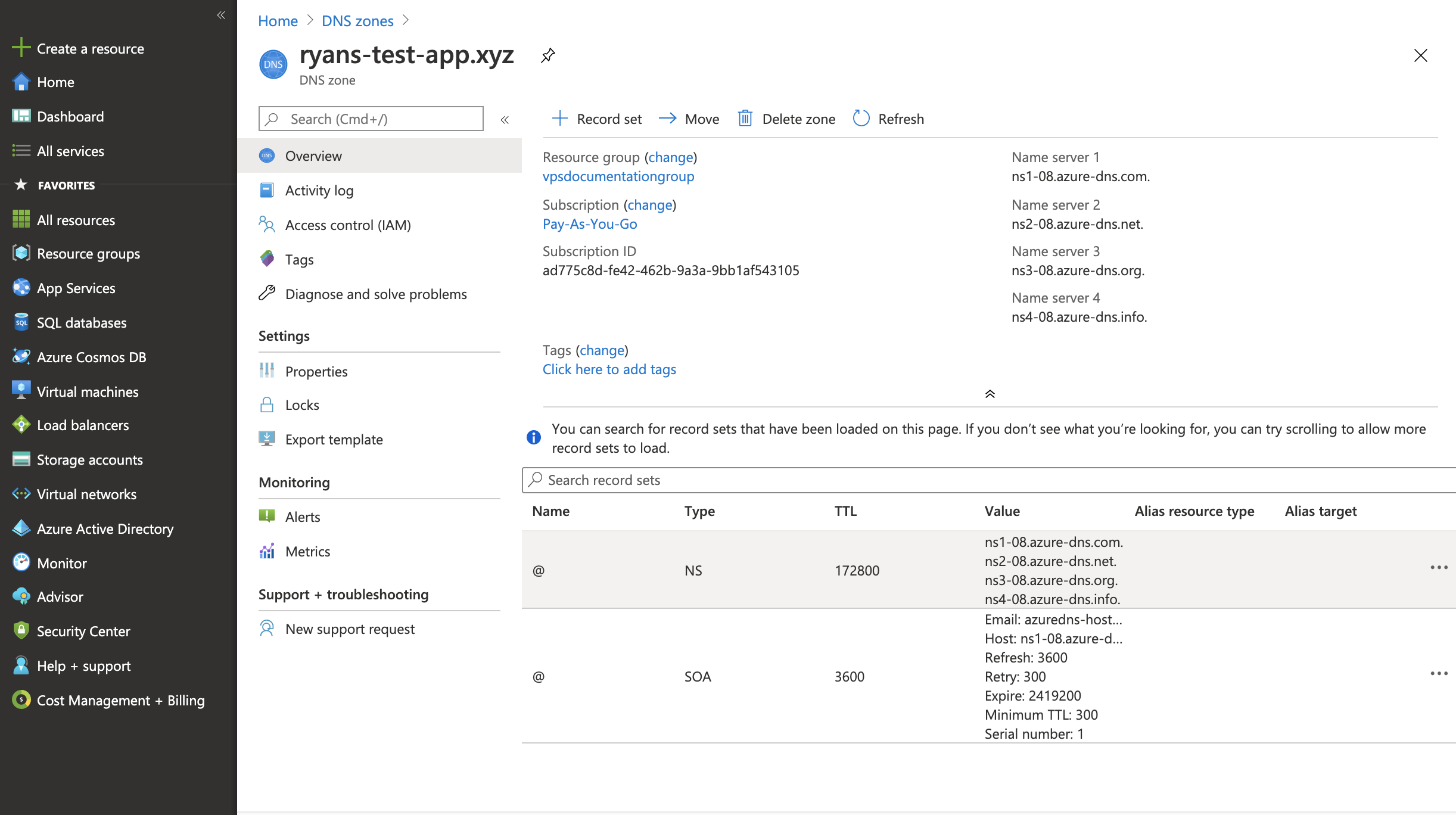 Azure DNS zone