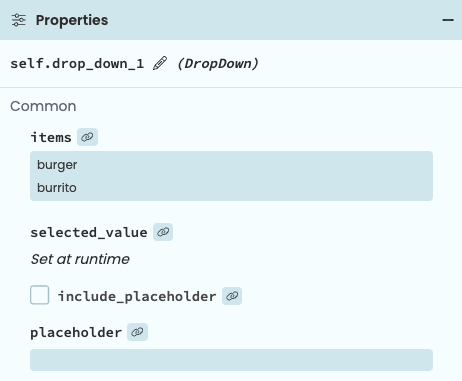 Setting DropDown items in the Properties Panel