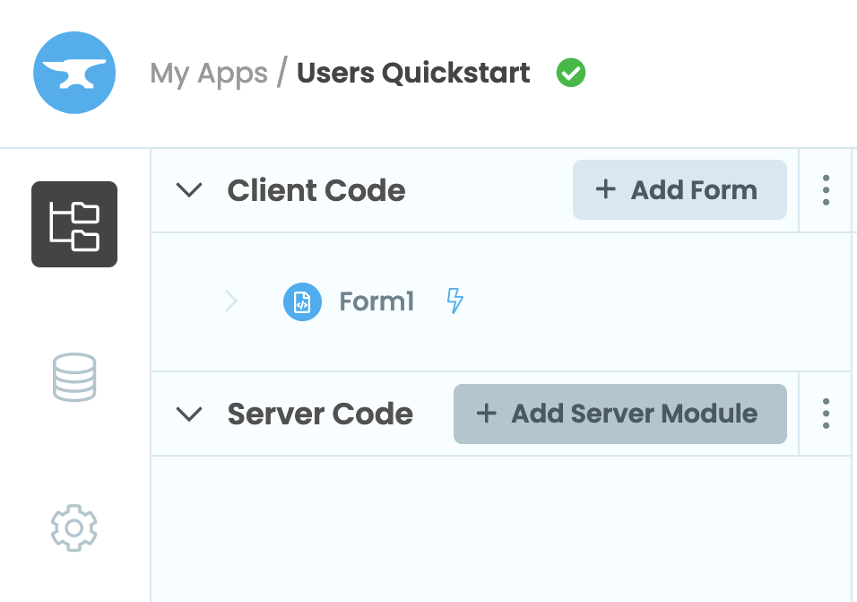 Adding a Server Module in the App Browser