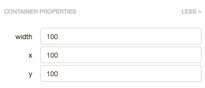 Container properties are at the bottom of the
Properties Panel