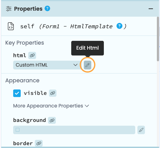 Creating a new Custom HTML Form.