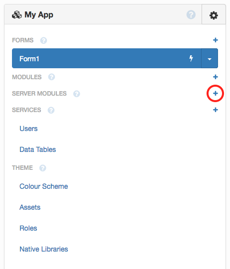 Adding a Server Module in the App Browser