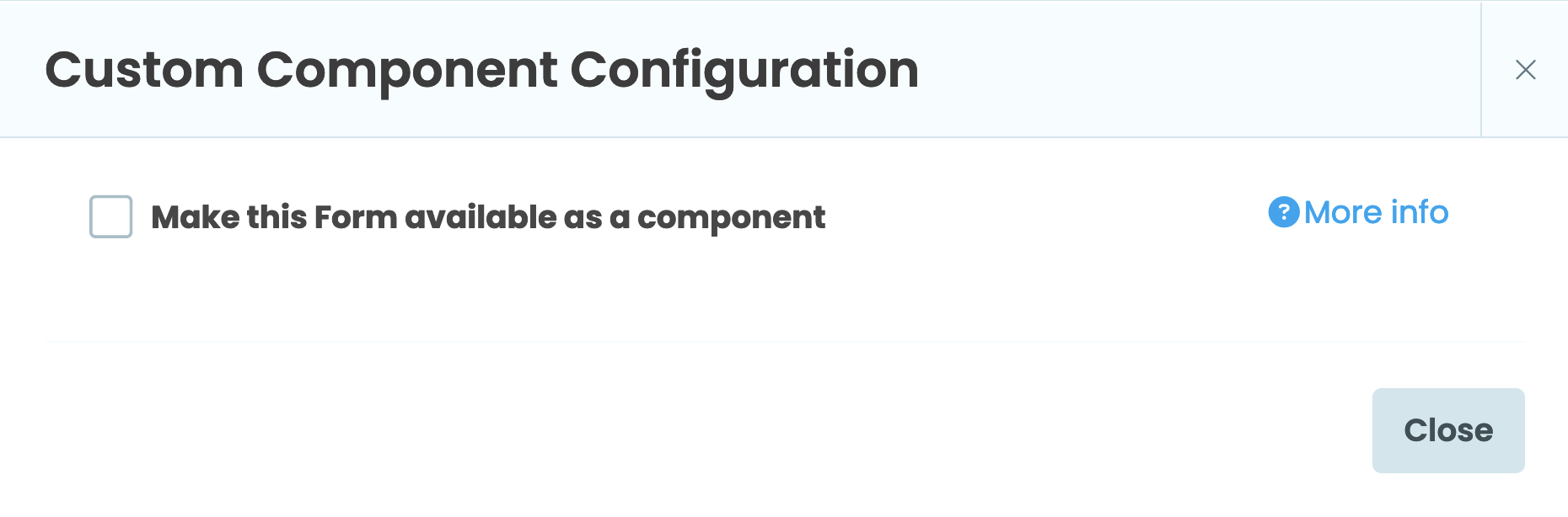 The checkbox for making the form available as a component